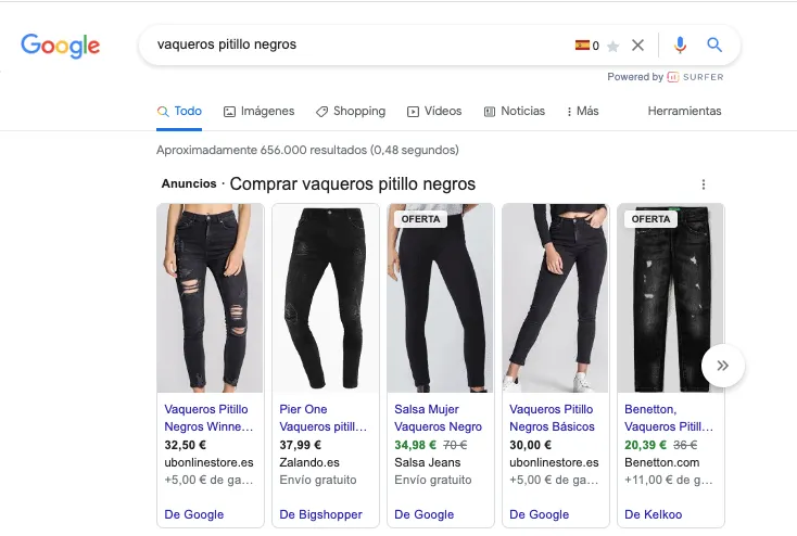 carrousel de anuncios en Google