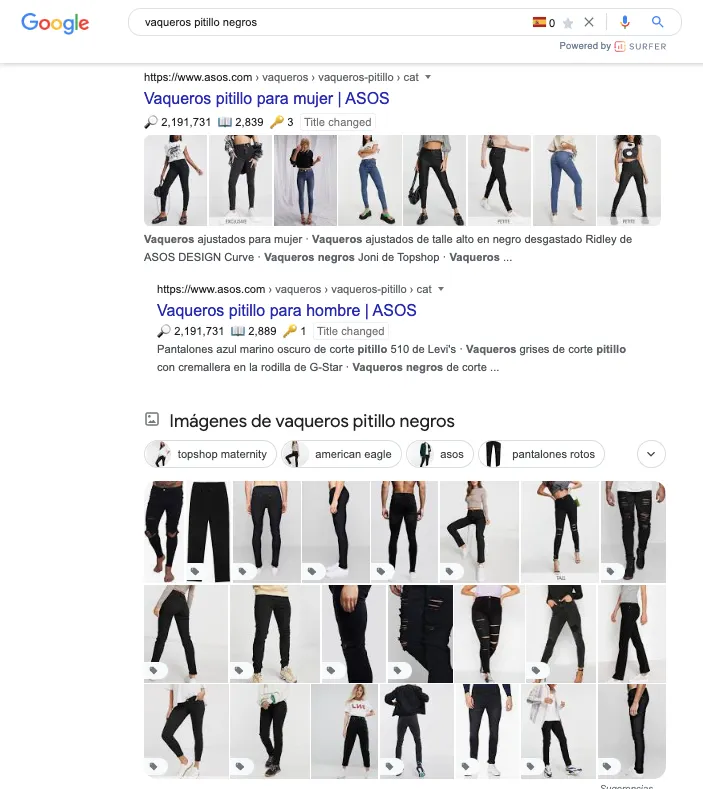 Resultados orgánicos en Google