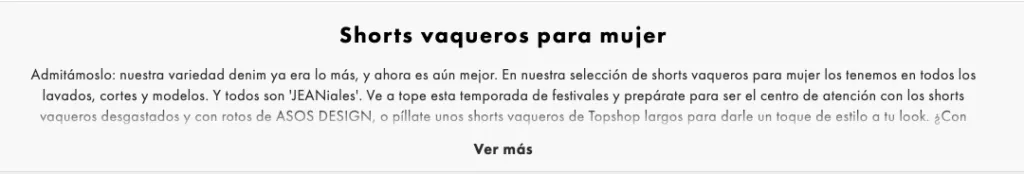 Texto desplegable en ecommerce