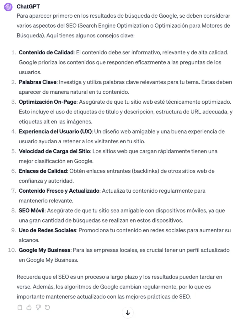 respuesta chatgpt