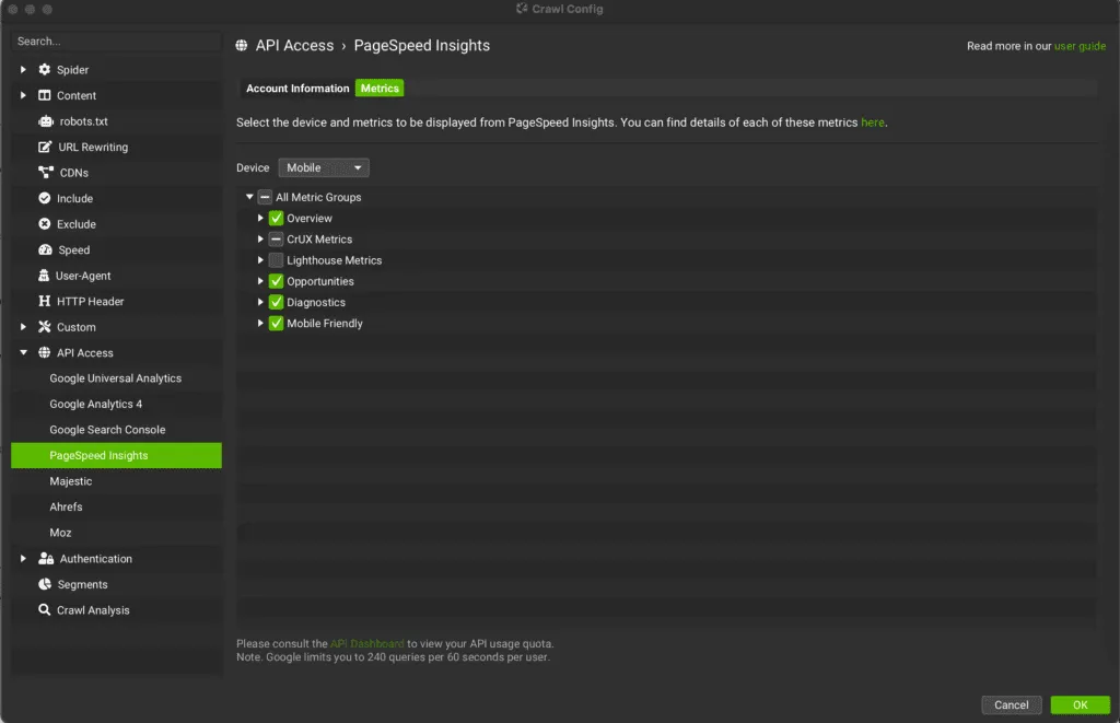 SF Page Speed Insights