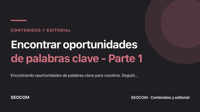 Encontrar oportunidades de palabras clave - Parte 1