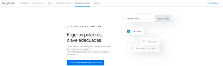 Planificador de palabras clave de Google