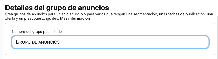 Nombre grupo de anuncios
