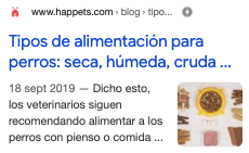 Ejemplo de AMP en happets.com