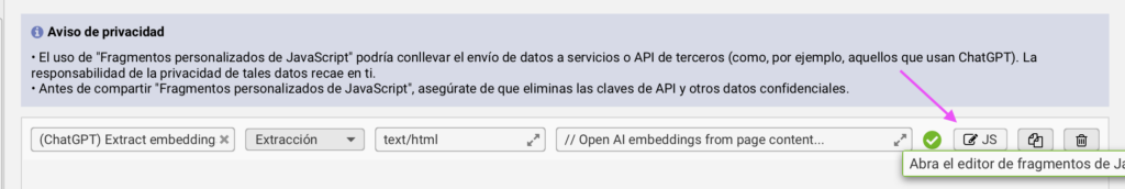 añadir la api key en screaming frog