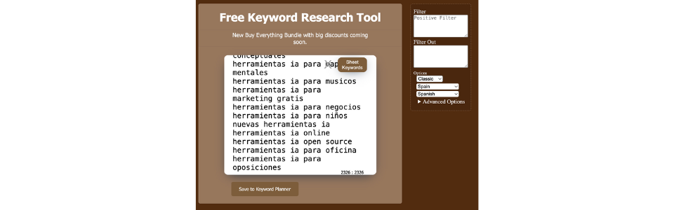 Cómo buscar palabras clave long tail en Keyword Sheeter