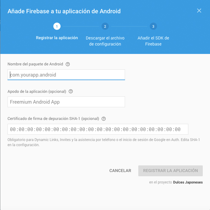 registro aplicacion android firebase